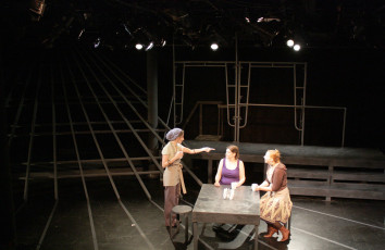 Clare and Sally interviewing Caroline at Fox-in-the-Box